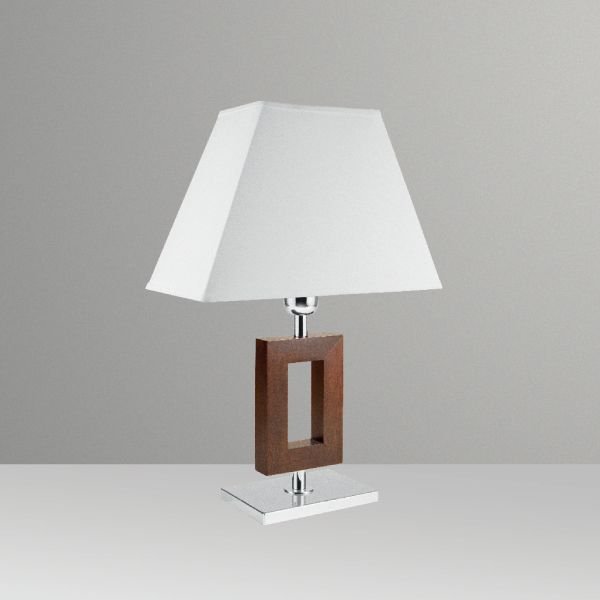 Abajur Rústico Decorativo Madeira Maciça Cúpula Tecido Bivolt 43cm de Altura Golden Art M633-MA Criados-mudos e Salas