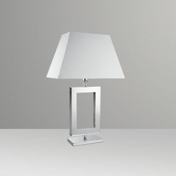 Abajur Decorativo Alumínio Cromado Retangular Cúpula Tecido Bivolt 66cm de Altura Golden Art E-27 M634-ME Mesas e Salas