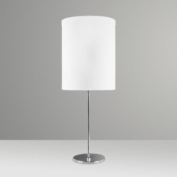 Abajur Palito Alumínio Cromado Cúpula Cilíndrica Tecido Bivolt 55cm de Altura Golden Art E-27 M637 Quartos e Salas