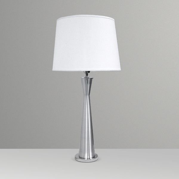 Abajur Alumínio Escovado Cúpula Cônica Tecido Bivolt 75cm de Altura Halley Golden Art E-27 M674 Criados-mudos e Salas