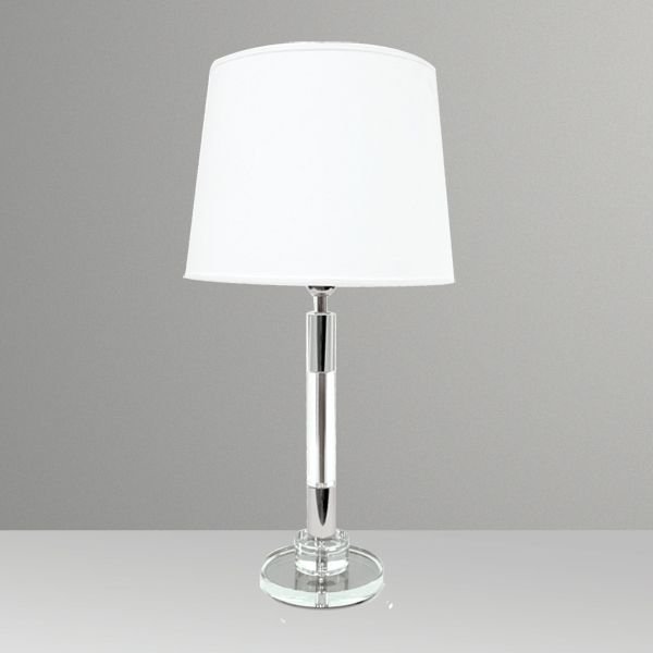 Abajur Redondo Vidro Cristal Cúpula Cônica Tecido Bivolt 68cm de Altura Golden Art E-27 M676 Cabeceiras e Salas