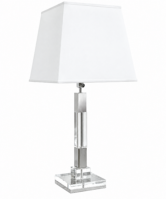 Abajur Quadrado Vidro Cristal Cúpula Pirâmide Tecido Bivolt 70cm de Altura Golden Art E-27 M677 Mesas e Quartos