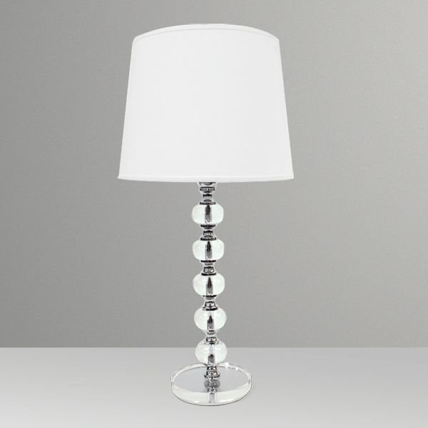 Abajur Decorativo Vidro Cristal 5 Bolas Cúpula Tecido Bivolt 68cm de Altura Golden Art E-27 M678 Quartos e Salas