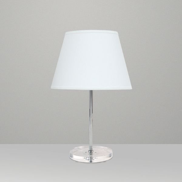 Abajur Palito Base Redonda Acrílico Cúpula Cônica Tecido Bivolt 40cm de Altura Golden Art E-27 M697 Mesas e Salas