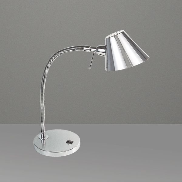 Abajur Luminária de Mesa Haste Flexível Cúpula Calha Bivolt 35cm de Altura Millus Golden Art M699 Escritórios e Quartos