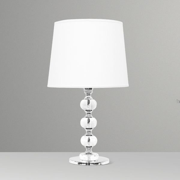Abajur Decorativo 3 Bolas Vidro Cristal Cúpula Tecido Bivolt 57cm de Altura Golden Art E-27 M719 Criados-mudos e Salas