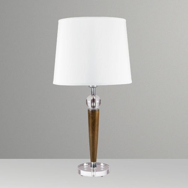 Abajur Rústico Madeira Maciça Cristal Cúpula Tecido Bivolt 60cm de Altura Gaya Golden Art E-27 M721 Quartos e Salas