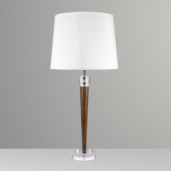 Abajur Rústico Madeira Maciça Esfera Cristal Cúpula Tecido Bivolt 85cm de Altura Gaya Golden Art E-27 M722 Mesas e Salas