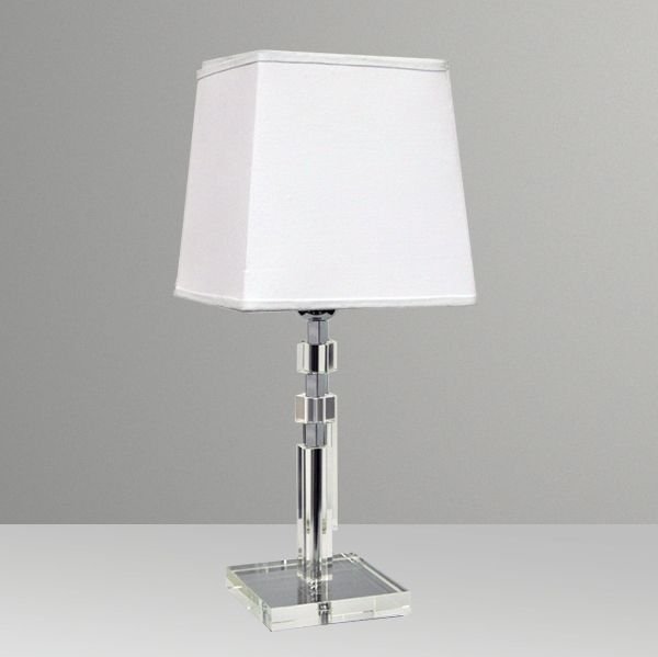 Abajur Vidro Cristal Intercalado Cubo Cúpula Tecido Bivolt 47cm de Altura Gyo Golden Art E-27 M723 Quartos e Salas