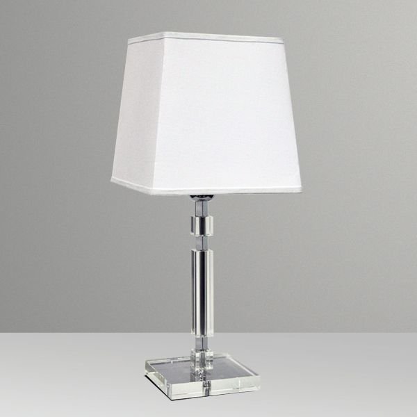 Abajur Vidro Cristal Quadrado Cúpula Tecido Bivolt 47cm de Altura Gyo ll Golden Art E-27 M724 Mesas e Quartas