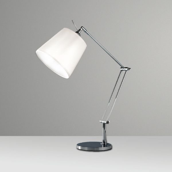 Abajur Luminária de Mesa Articulado Cromado Cúpula Bivolt 60cm de Altura Rebeca Golden Art E-27 M730 Escritórios e Salas