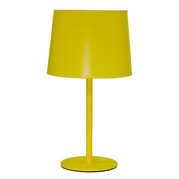 Abajur Alumínio Colorido Amarelo Cúpula Plástico Bivolt 63cm de Altura Castt Golden Art E-27 M895 Mesas e Quartos