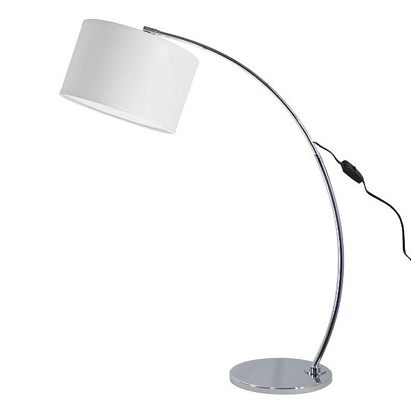 Abajur Luminária de Mesa Regulável Cúpula Tecido Bivolt Estudo 74cm de Altura Arco Golden Art E-27 M950 Mesas e Salas