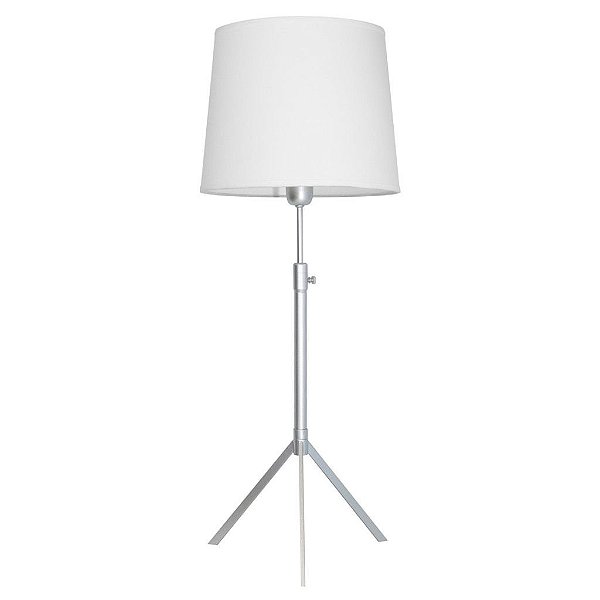 Abajur Tripé Regulável Alumínio Fosco Cúpula Cônica Tecido Bivolt 60cm de Altura Golden Art E-27 M951 Quartos e Salas