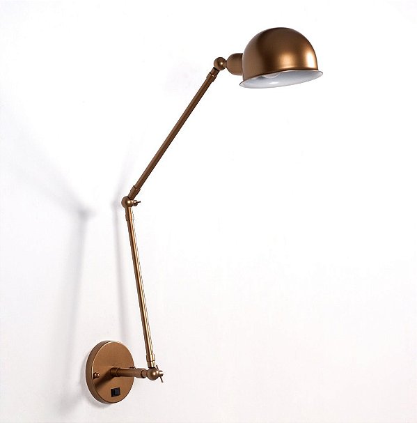 Arandela Baboo Vertical Articulada Metal Bronze 40x9cm Golden Art 1x Lâmpada E27 Bivolt P1060-20 Quartos e Mesas