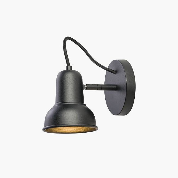 Arandela Escriba Sino Articulada Alumínio Preto 27x27cm Golden Art 1x E27 Bivolt P1810-1 Mesas e Escritórios