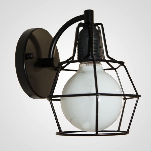 Arandela Pucon Sino Aramada Metal Preto Ø19cm Golden Art 1x Lâmpada E27 Bivolt P203 Corredores e Escritórios