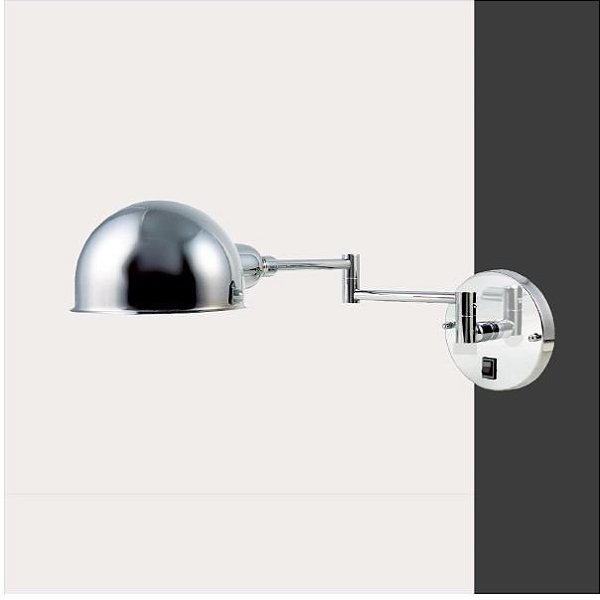 Arandela Interna Articulada Alumínio Cromado Cúpula Redonda 14x50 Juddy Golden Art G9 P204 Quartos e Salas