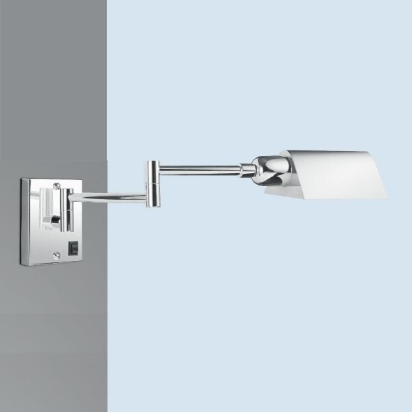 Arandela Articulada Metal Cromado Cúpula Calha 13x50 Vittoria Golden Art G9 P205 Escritórios e Quartos