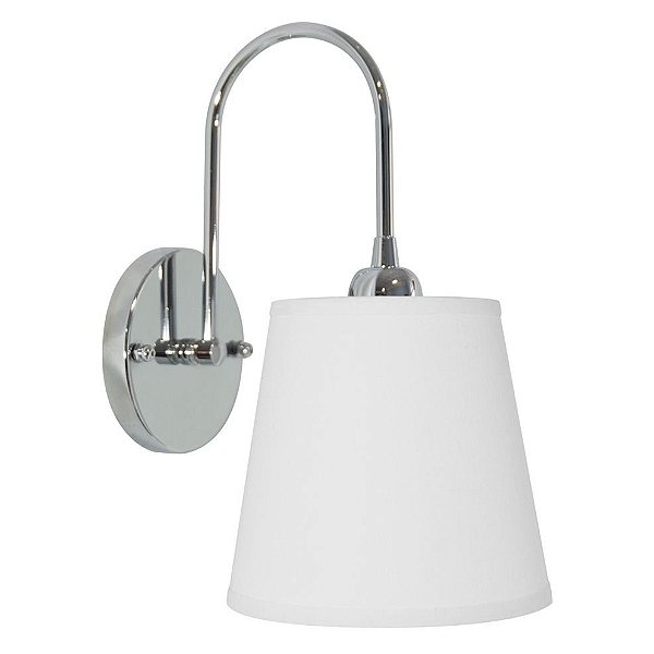 Arandela Interna Gancho Metal Cromado Inox Cúpula Tecido Branco Ø12 Golden Art E-27 P232 Quartos e Salas