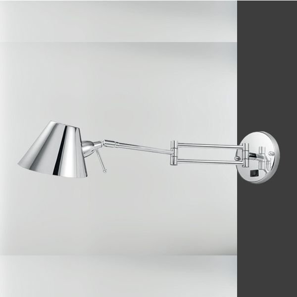 Arandela Articulada Interna Cromada Calha Chapéu Redonda 55cm Juliette Golden Art G9 P250 Cabeceiras e Salas