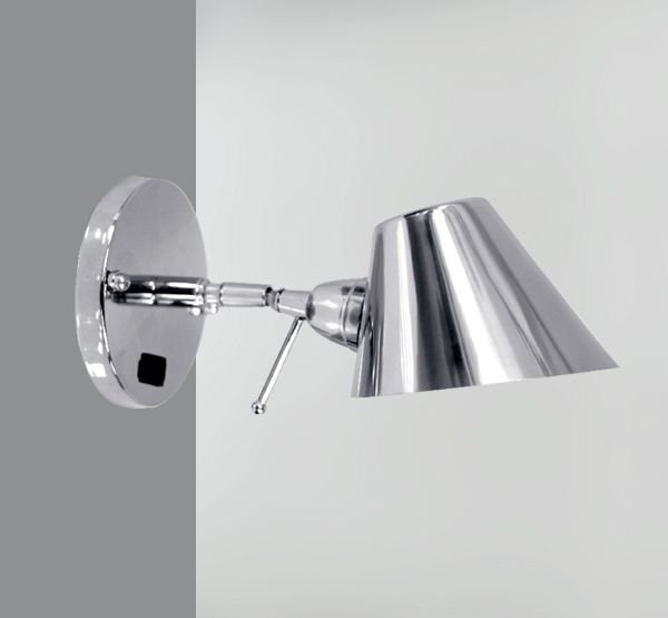 Arandela Interna Cromada Articulada Interruptor Calha Chapéu Juliette Golden Art G9 P250-A Escritórios e Quartos