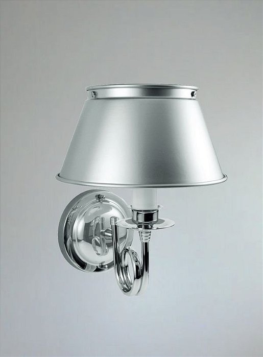 Arandela Interna Cromada Corneta Braço Curvo Cúpula Alumínio Fosco 12x13x20  Golden Art E-27 P307 Quartos e Salas