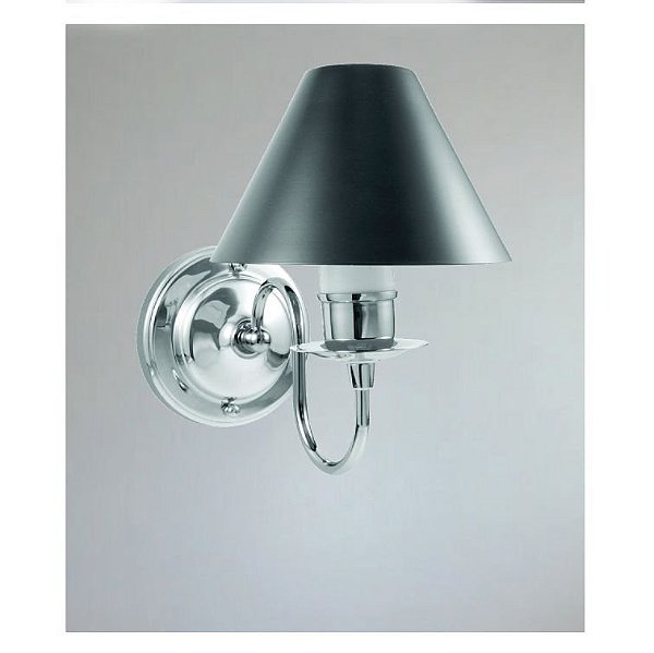 Arandela Interna Braço Curvo Cúpula Cônica Alumínio 15x06 Los Angeles Golden Art E-27 P319/1 Corredores e Salas