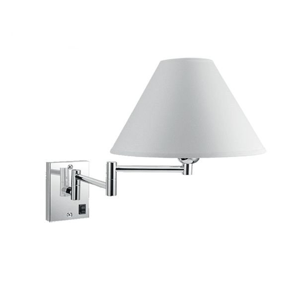 Arandela Interna 2 Articulações Metal Cromado Cúpula Cônica 27x9 Golden Art E-27 P335 Cabeceiras e Escritórios