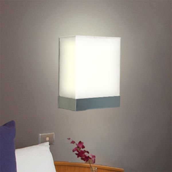 Arandela Interna Quadrada Branca Tecido 27x33 Suite Golden Art E-27 P344 Corredores e Quartos