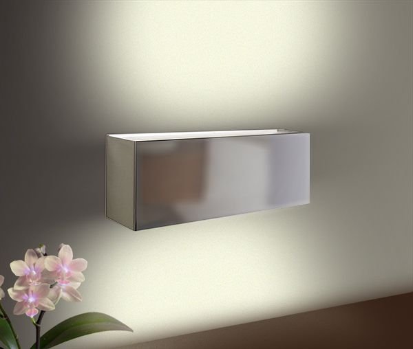 Arandela Interna Balizador Alumínio Cromado Fosco Retangular 40x14 Golden Art E-27 P345-40 Quartos e Salas