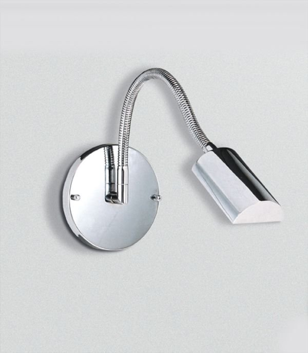 Arandela Interna Foco Haste Flexível Alumínio Cromado Calha 10cm Golden Art G4 P378 Cabeceiras e Salas