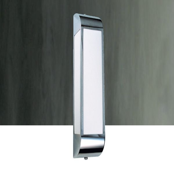 Arandela Interna Acrílico Policarbonato Retangular Cromada Camarim 9x57 Golden Art E-27 P388 Banheiros e Salas