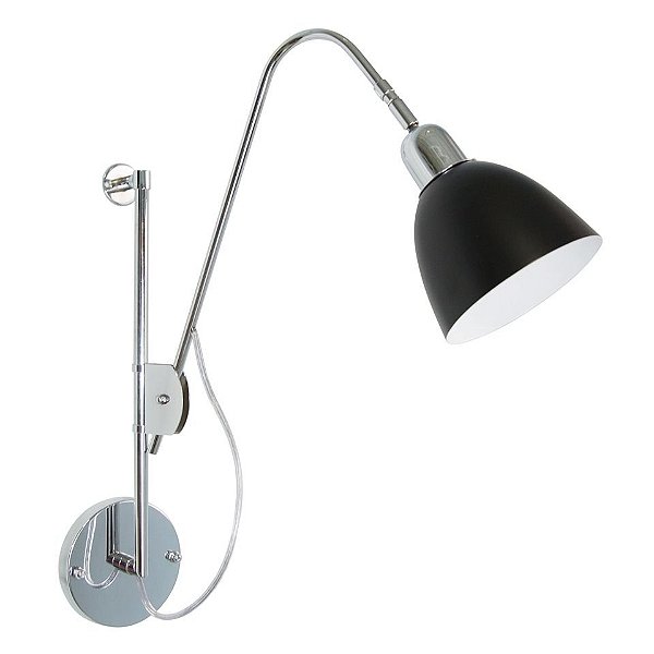 Arandela Interna Telescópica Alumínio Cúpula Calha Preta 30-40cm Volts Golden Art E-27 P668 Cabeceiras e Escritórios