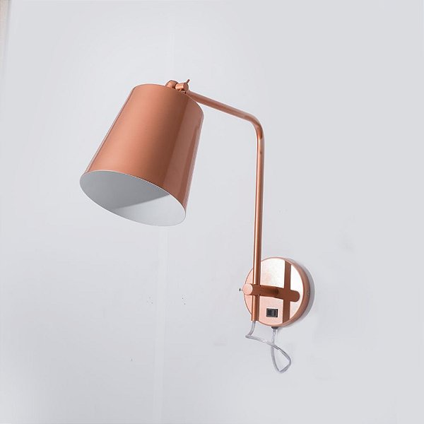 Arandela Interna Colorida Bronze Alumínio Inox Interruptor 33x25 Mazza Golden Art E-27 P669 Quartos e Salas