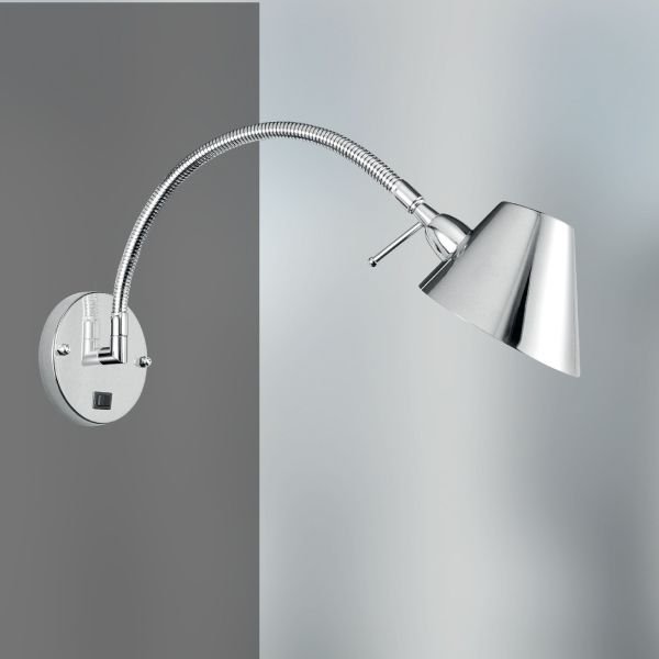 Arandela Interna Haste Flexivel Alumínio Cromado Calha Chapéu 50cm Millus Golden Art G9 P699 Escritórios e Quartos