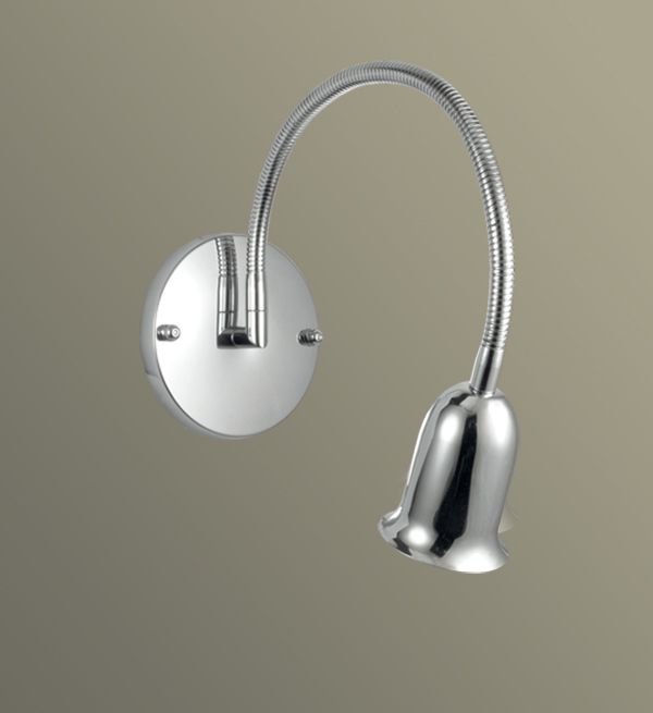 Arandela Interna Cromada Haste Flexível Tulipa Calha 50cm Golden Art GU10 P720 Quartos e Salas