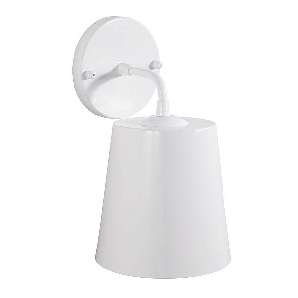 Arandela Brida Cupula Conica Metal Branco 16x11cm Golden Art 1x Lâmpada E27 Bivolt P760 Quartos e Corredores