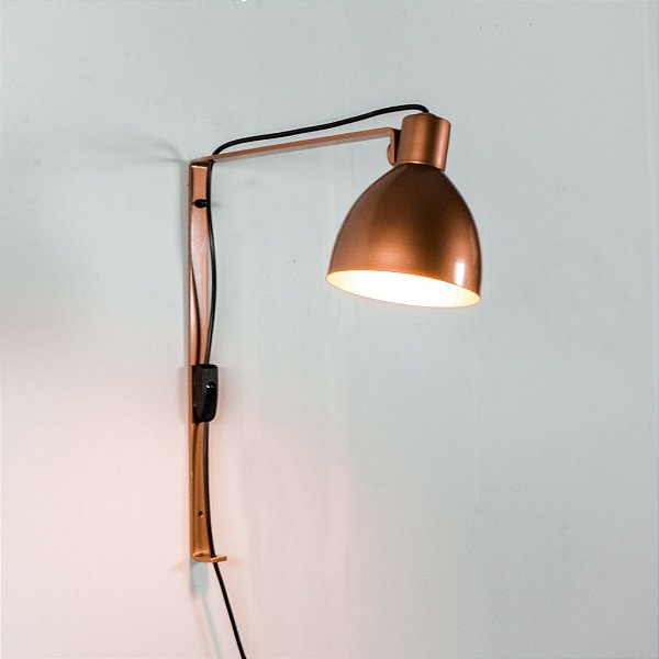 Arandela New Seed Cupula Conica Metal Bronze 45x15cm Golden Art 1x Lâmpada E27 P893-C Corredores e Quartos