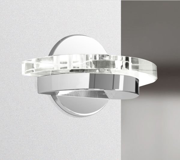 Arandela Interna Redonda Vidro Cristal Cromada 24x13 Golden Art G9 P912 Banheiros e Salas