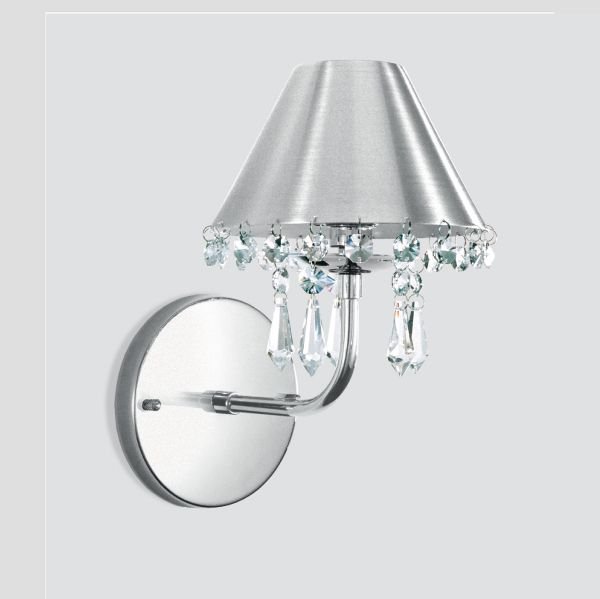 Arandela Interna Cúpula Cônica Fosca Base Redonda Cromada Cristal 10x6 Golden Art G9 P915 Banheiros e Corredores