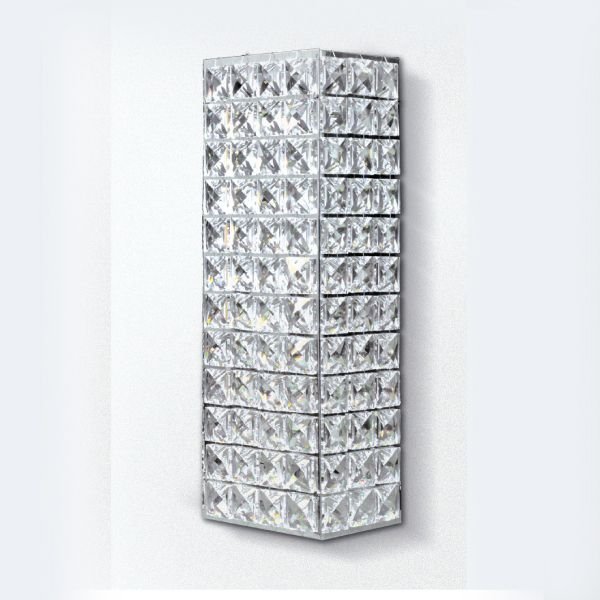 Arandela Retangular Interna Cristal Asfour Transparente 29x10 Golden Art G9 PC005 Corredores e Salas