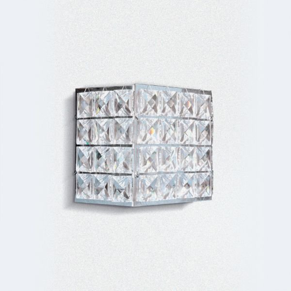 Arandela Interna Quadrada Alumínio Cromado Cristal Transparente 10x10 Golden Art G9 PC006 Quartos e Salas