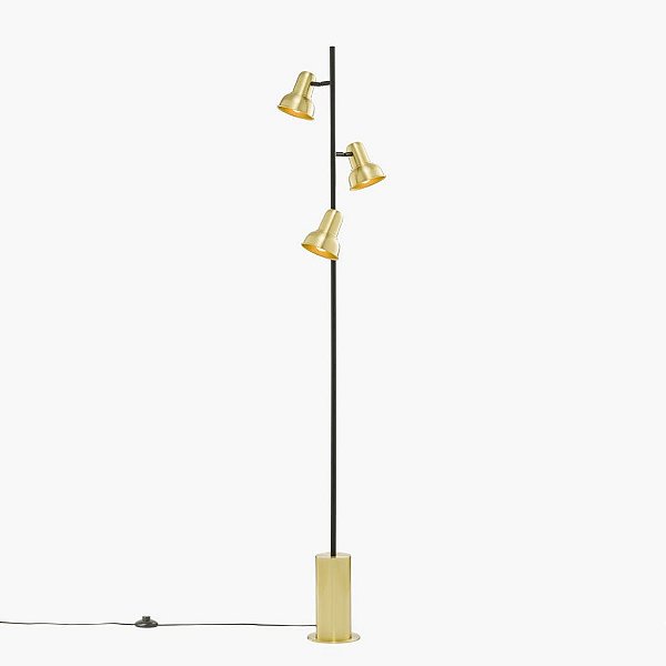 Coluna Escriba Tripla Vertical Cupula Alumínio Dourado 170cm Golden Art 3x E27 Bivolt C1810-3 Salas e Quartos