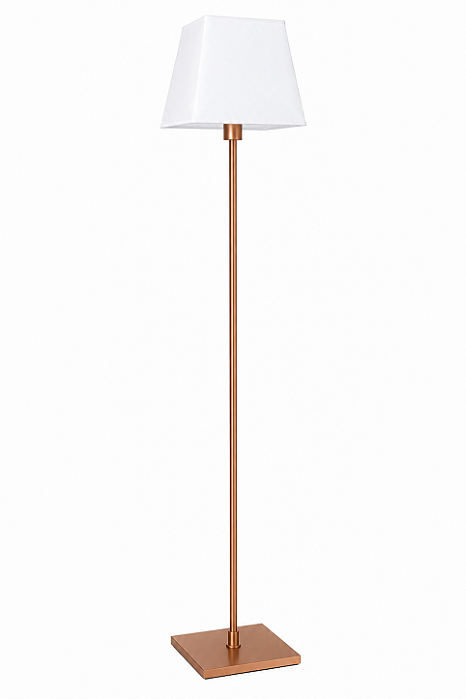 (Pintura) Coluna Luminária de Chão Reta Alumínio Cromado Cúpula Tecido Bivolt 1,6m de Altura Golden E-27 C220 Salas e Hall