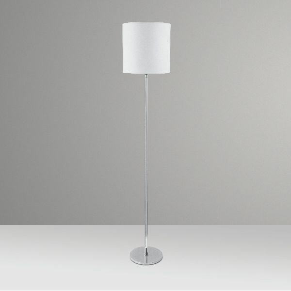 Coluna Luminária de Chão Palito Cromada Cúpula Tecido Bivolt 1,65m de Altura Golden Art E-27 C221 Salas e Hall