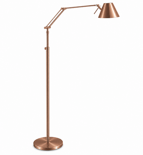 (Pintura) Coluna Luminária de Chão Articulada Alumínio Calha Chapéu Bivolt 1,55m de Altura Juliette Golden Art G9 C250 Salas e Hall