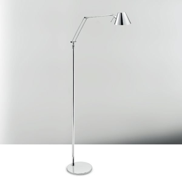 Coluna Luminária de Chão Articulada Alumínio Calha Chapéu Bivolt 1,45m de Altura Juliette Golden Art G9 C250 Salas e Hall