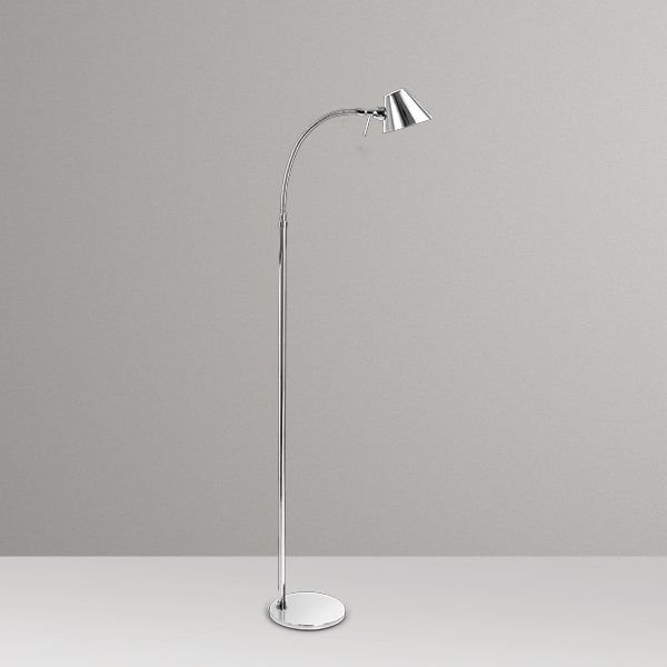 Coluna Luminária de Chão Haste Flexível Cromada Calha Bivolt 1,35m de Altura Millus Golden Art G9 C699 Salas e Hall