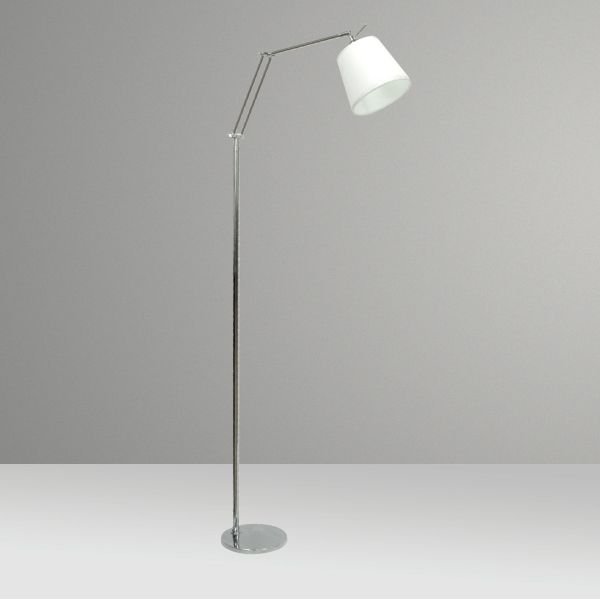 Coluna Luminária de Chão Articulada Alumínio Cúpula Seda Bivolt 1,45m de Altura Rebecca Golden Art E-27 C730 Salas e Hall